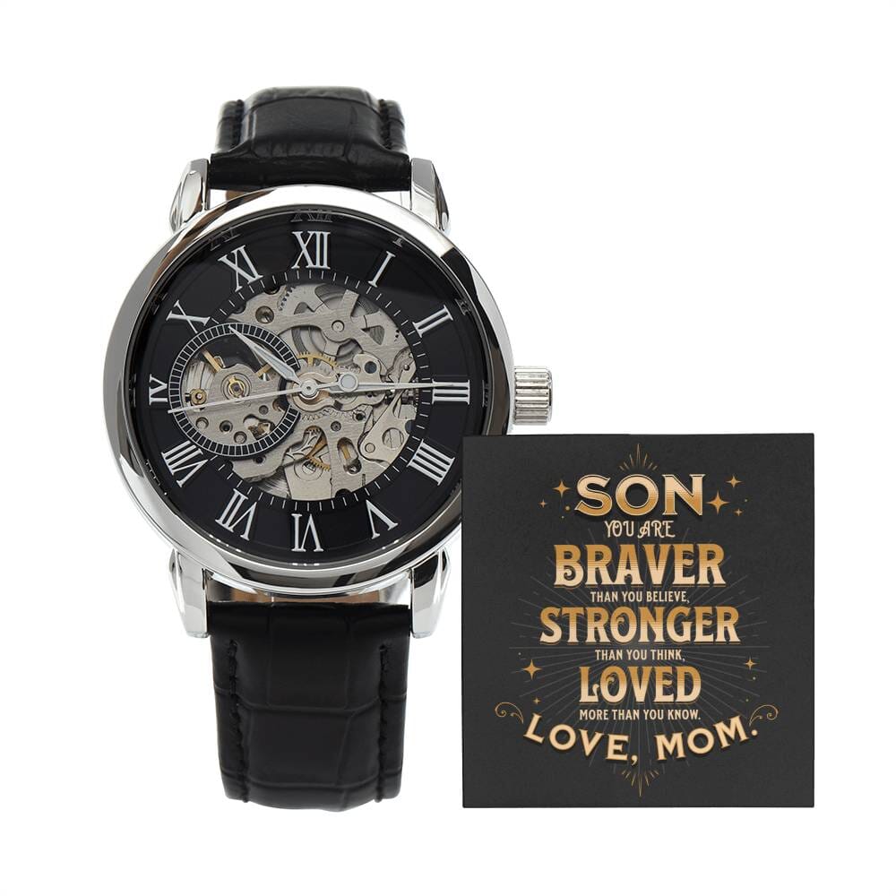 Gift For Son - Son You Are Braver Than You Believe - Men's Openwork Watch - The Shoppers Outlet
