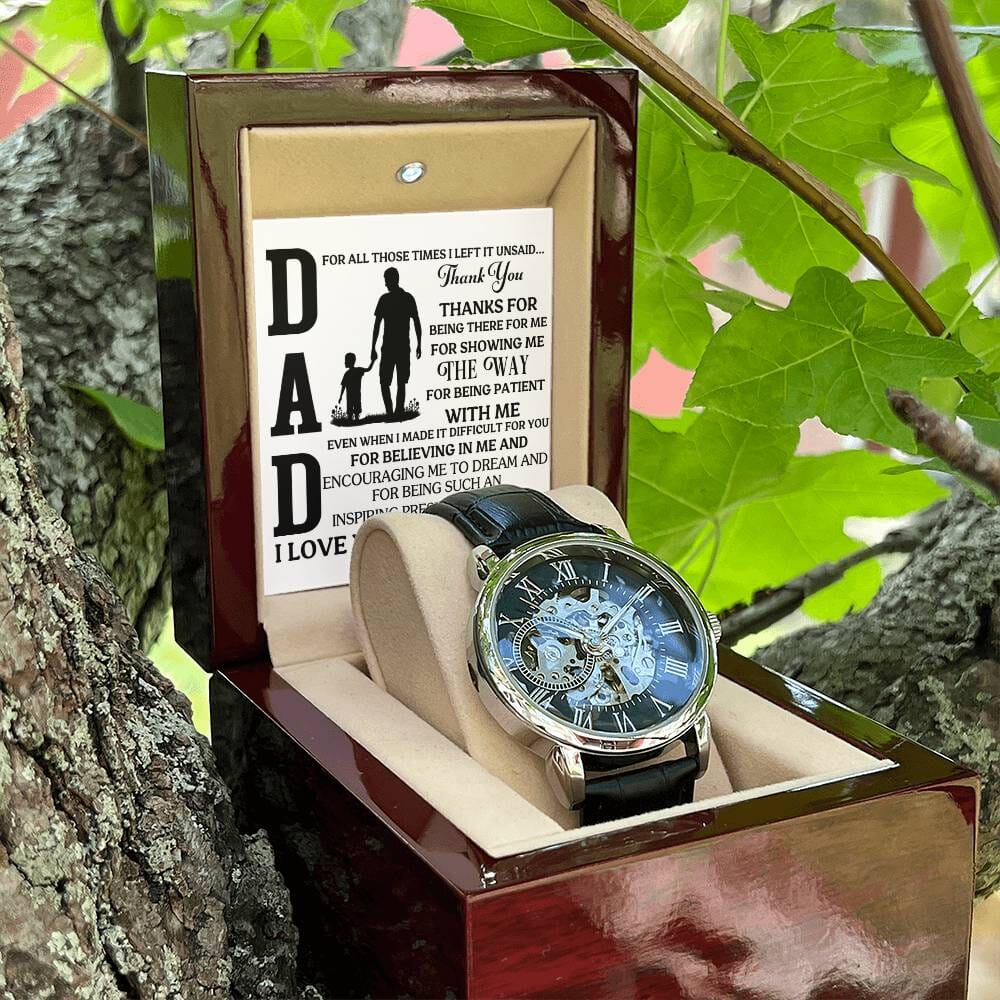 Gift For Dad - For All Those Times I Left It Unsaid Thank You - Men's Openwork Watch - The Shoppers Outlet