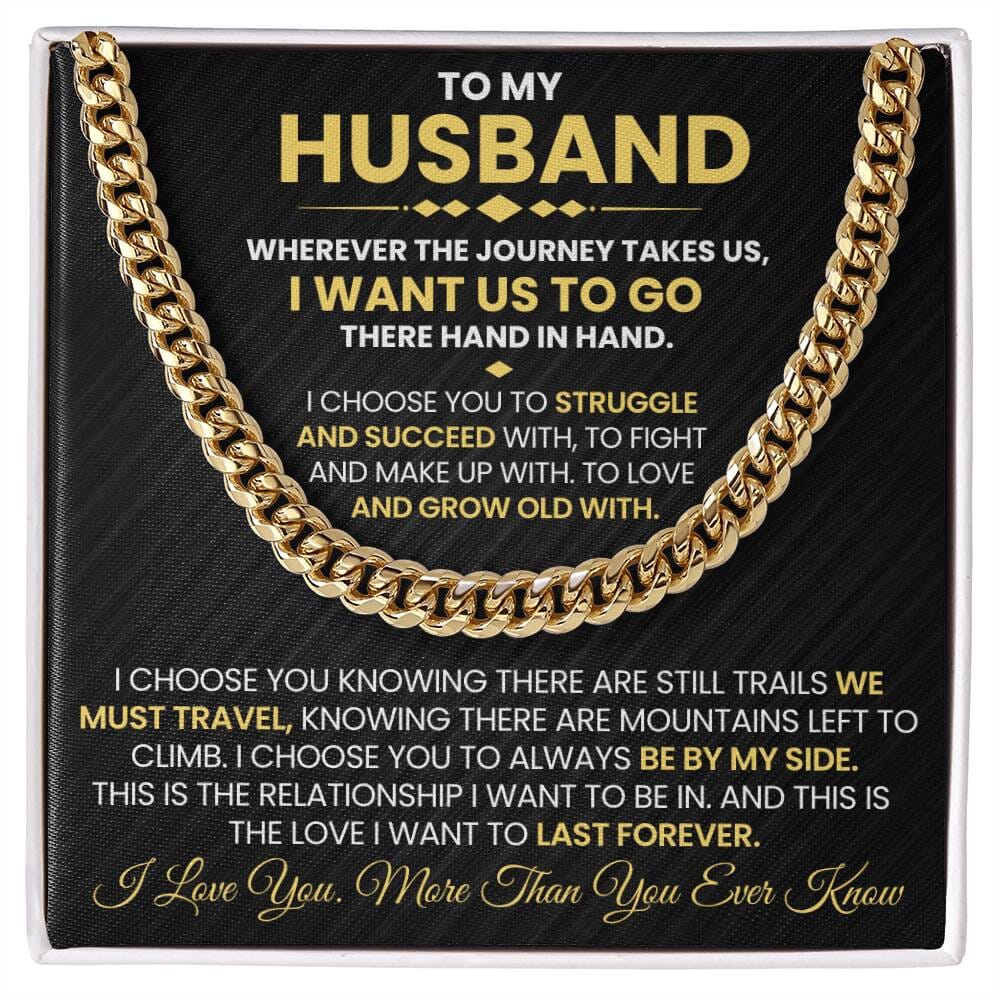 Gift For Husband - Wherever The Journey Takes Us - Cuban Link Chain Necklaces - The Shoppers Outlet