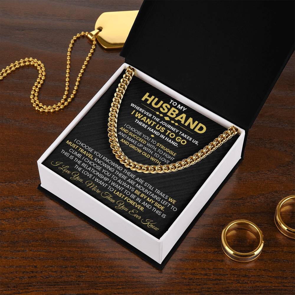 Gift For Husband - Wherever The Journey Takes Us - Cuban Link Chain Necklaces - The Shoppers Outlet