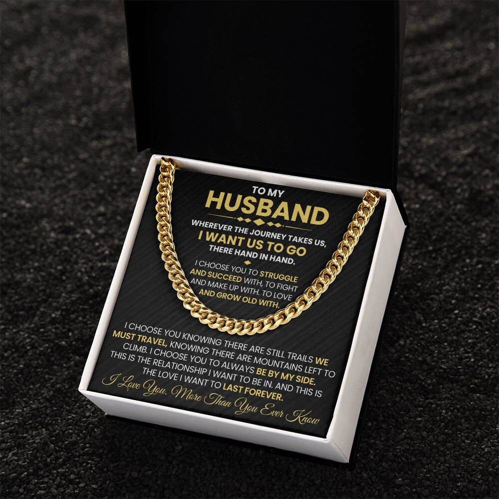 Gift For Husband - Wherever The Journey Takes Us - Cuban Link Chain Necklaces - The Shoppers Outlet