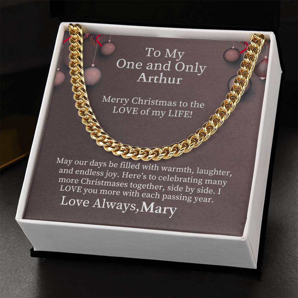 To My One And Only - Merry Christmas - Personalized Name Card - Cuban Link Chain Necklaces - The Shoppers Outlet