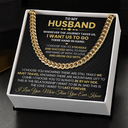 Gift For Husband - Wherever The Journey Takes Us - Cuban Link Chain Necklaces - The Shoppers Outlet