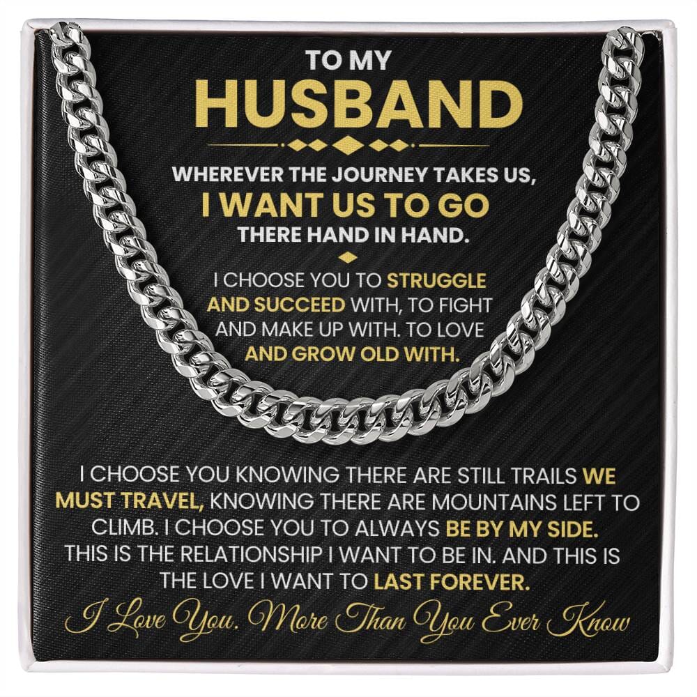 Gift For Husband - Wherever The Journey Takes Us - Cuban Link Chain Necklaces - The Shoppers Outlet