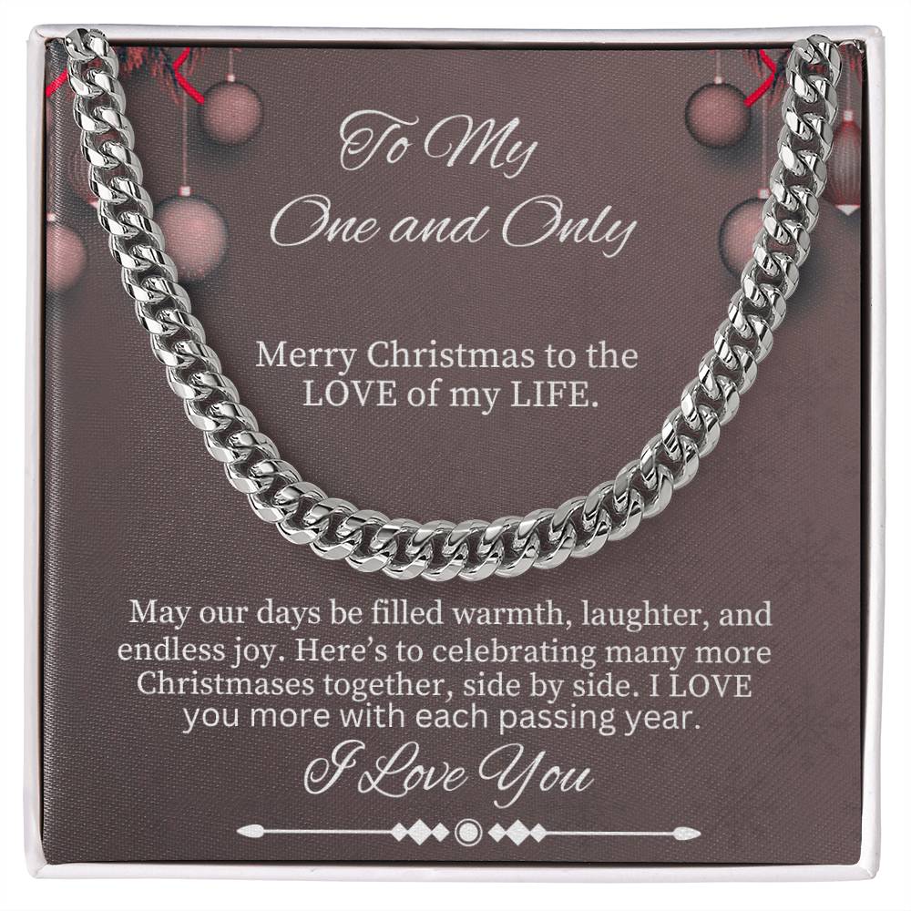Husband - The Love Of My Life - Merry Christmas - Cuban Link Chain Necklaces - The Shoppers Outlet