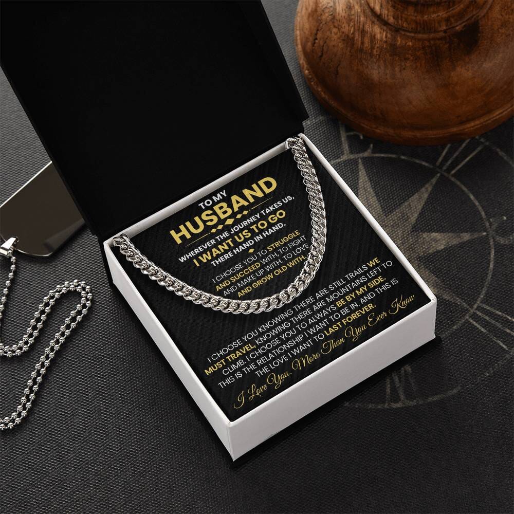 Gift For Husband - Wherever The Journey Takes Us - Cuban Link Chain Necklaces - The Shoppers Outlet