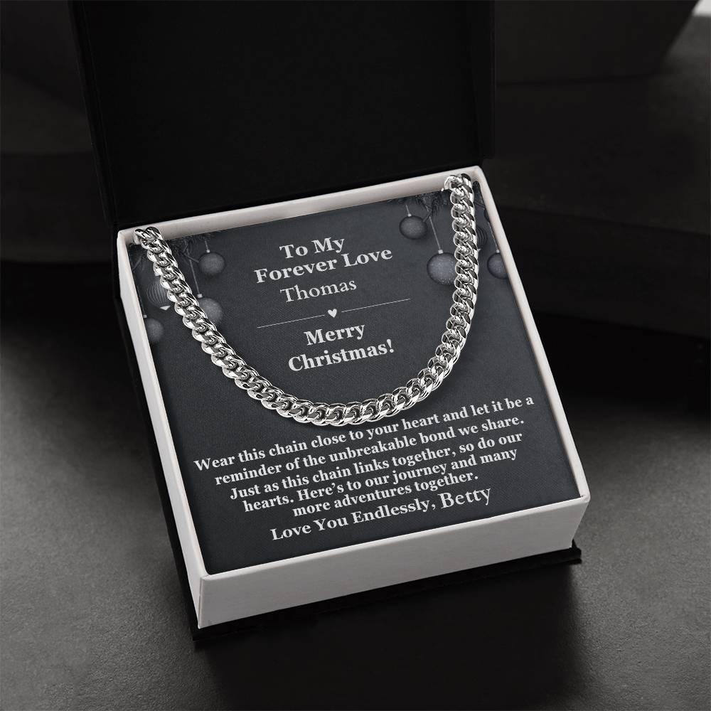 To My Forever Love - Personalized Name Card - Cuban Chain Link Necklace - The Shoppers Outlet