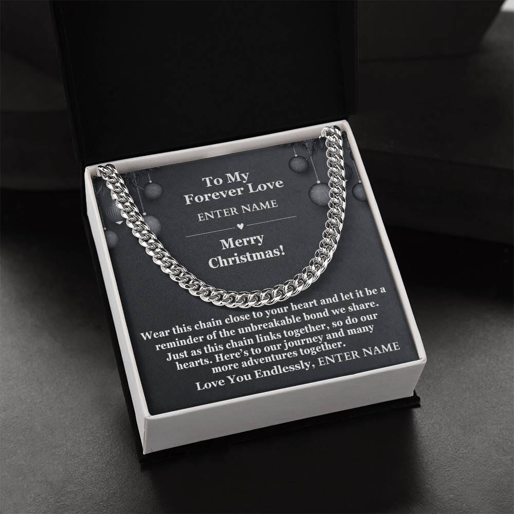 Gift For Soulmate -To My Forever Love - Personalized Name Card - Cuban Chain Link Necklace - The Shoppers Outlet