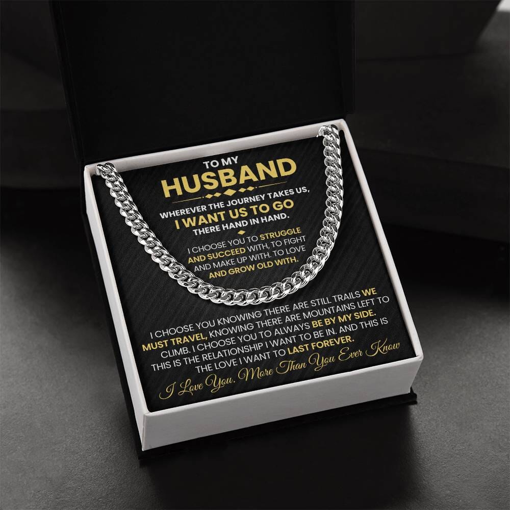 Gift For Husband - Wherever The Journey Takes Us - Cuban Link Chain Necklaces - The Shoppers Outlet