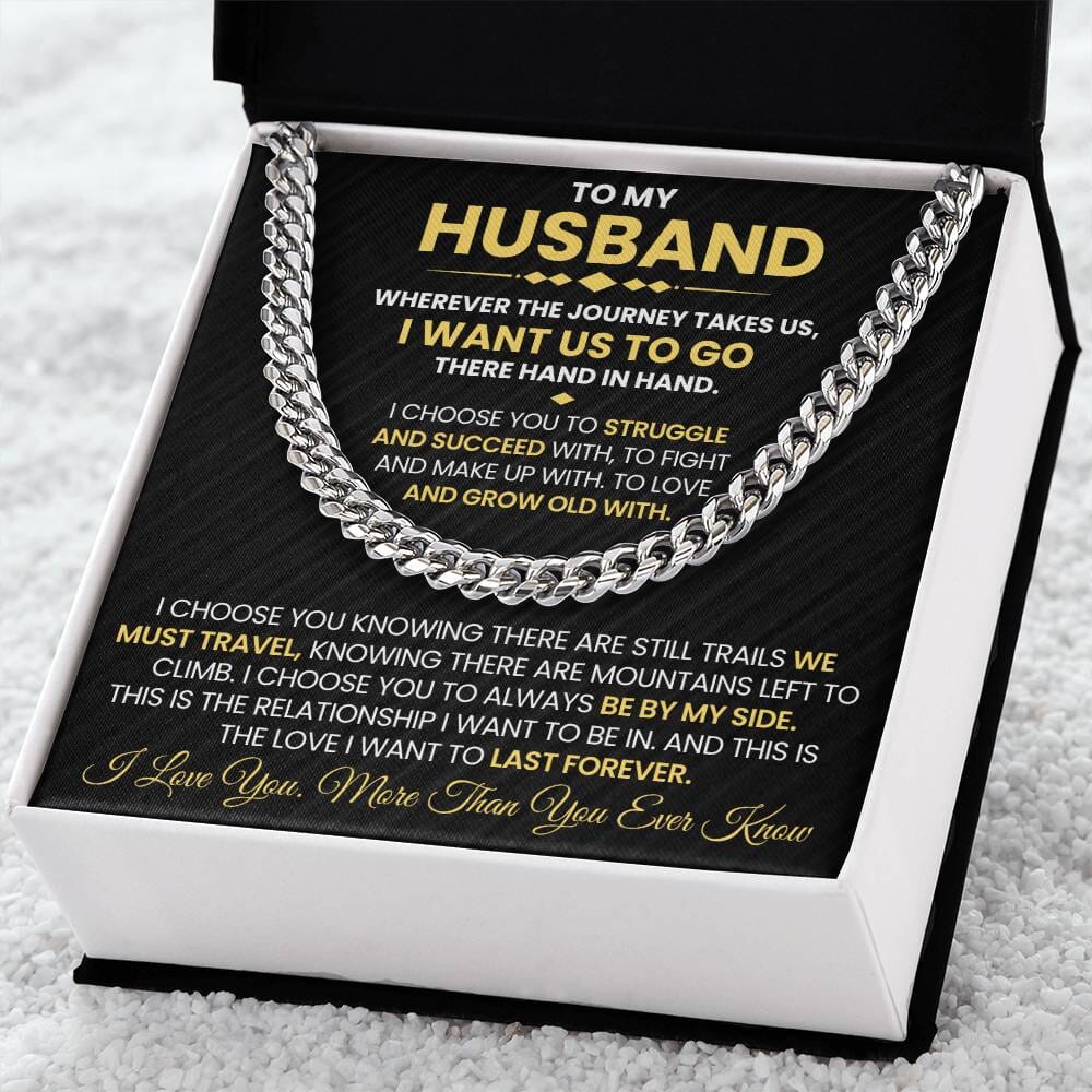 Gift For Husband - Wherever The Journey Takes Us - Cuban Link Chain Necklaces - The Shoppers Outlet