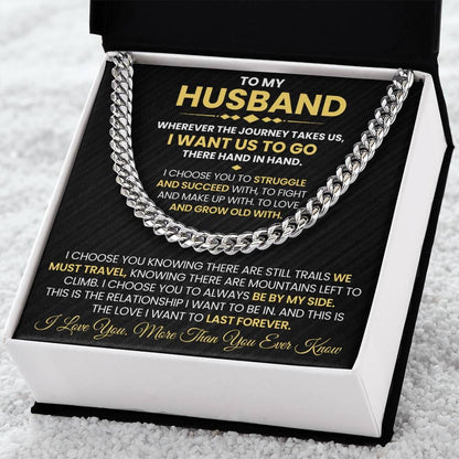 Gift For Husband - Wherever The Journey Takes Us - Cuban Link Chain Necklaces - The Shoppers Outlet