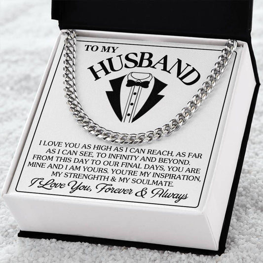 Gift For Husband - I Love You As High As I Can Reach - Cuban Link Chain Necklaces - The Shoppers Outlet