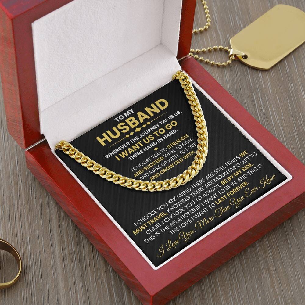 Gift For Husband - Wherever The Journey Takes Us - Cuban Link Chain Necklaces - The Shoppers Outlet