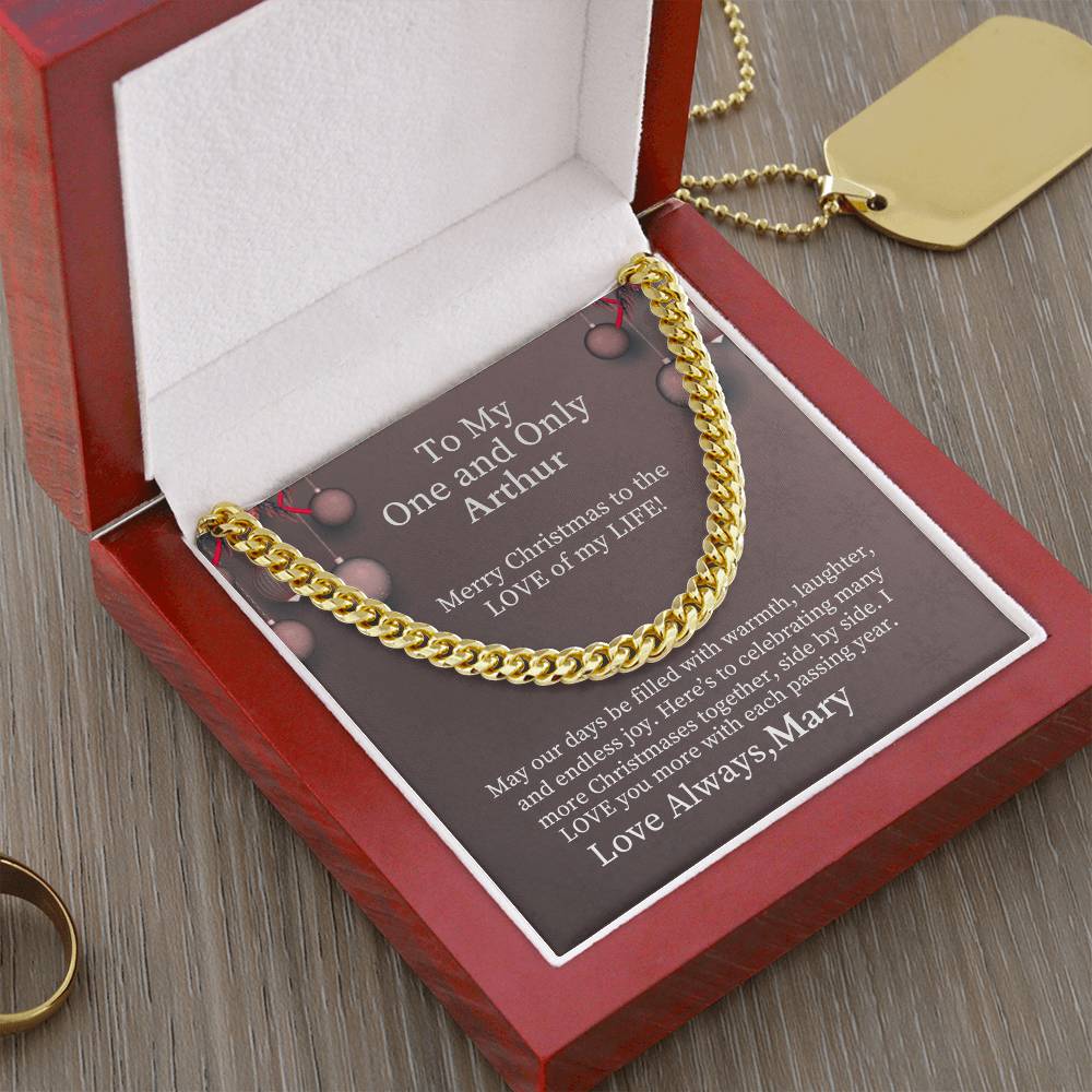 To My One And Only - Merry Christmas - Personalized Name Card - Cuban Link Chain Necklaces - The Shoppers Outlet