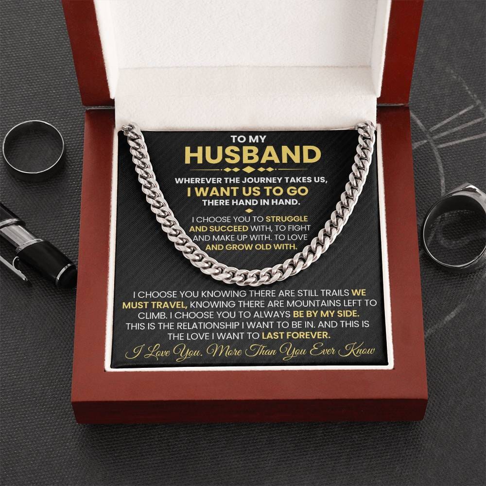 Gift For Husband - Wherever The Journey Takes Us - Cuban Link Chain Necklaces - The Shoppers Outlet