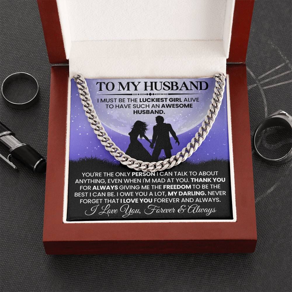 Gift For Husband - I Must Be The Luckiest Girl Live - Cuban Link Chain Necklaces - The Shoppers Outlet