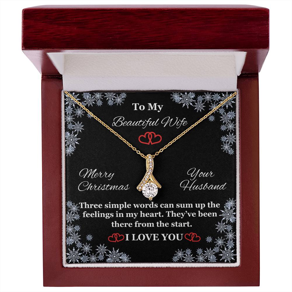 Wife - Three Simple Words - I Love You - Merry Christmas - Alluring Beauty Necklace - The Shoppers Outlet