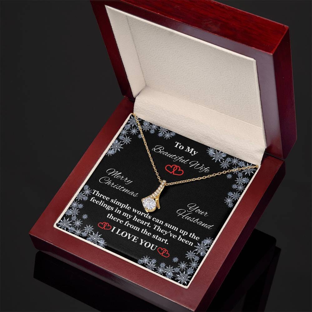 Wife - Three Simple Words - I Love You - Merry Christmas - Alluring Beauty Necklace - The Shoppers Outlet
