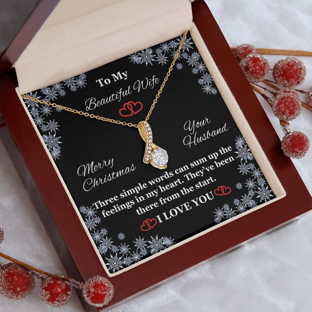 Wife - Three Simple Words - I Love You - Merry Christmas - Alluring Beauty Necklace - The Shoppers Outlet