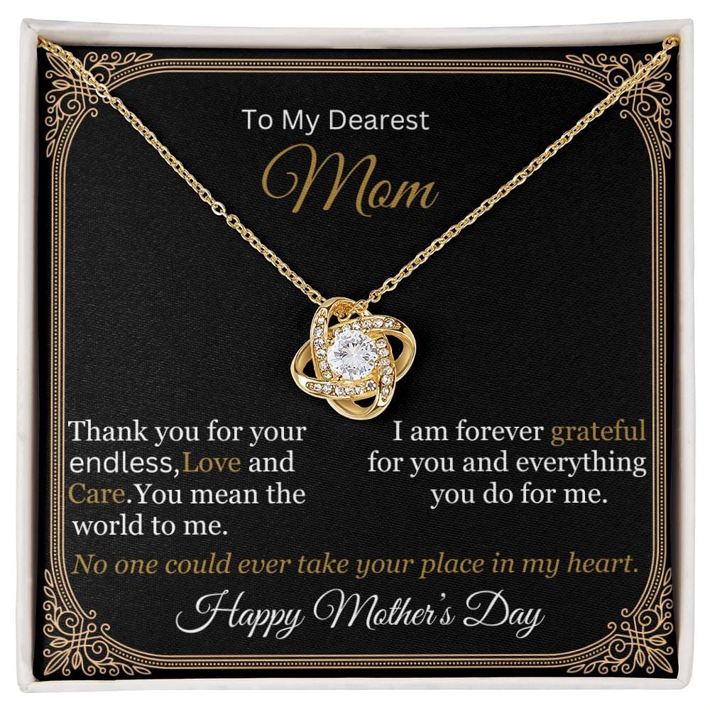 Gift For Mom - To My Dearest Mom - Thank You For Your Endless Love And Care - Love Knot Necklaces - The Shoppers Outlet