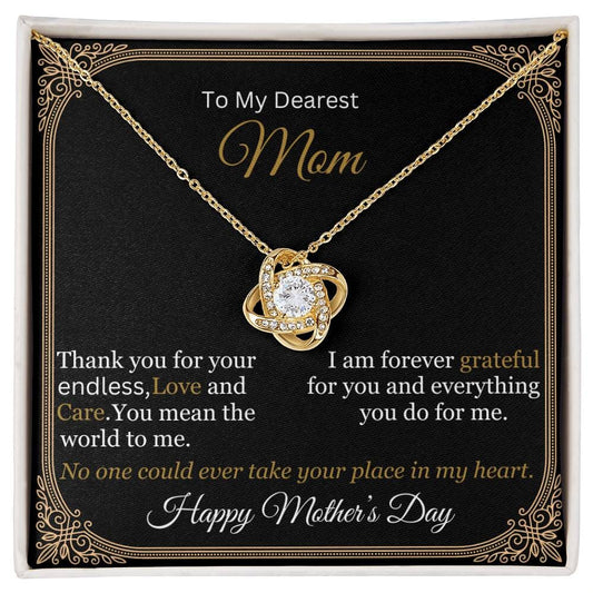 Gift For Mom - To My Dearest Mom - Thank You For Your Endless Love And Care - Love Knot Necklaces - The Shoppers Outlet