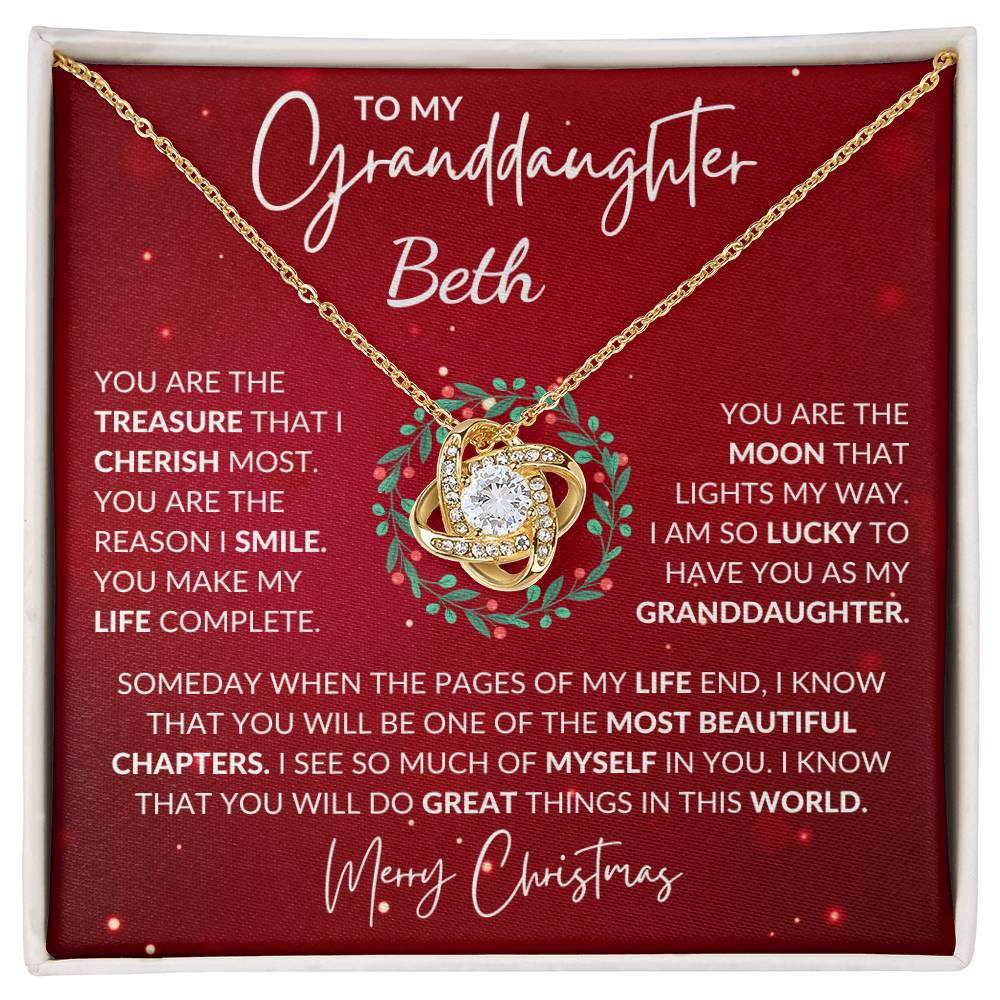 Granddaughter - You Are -  Merry Christmas - Love Knot Necklace - The Shoppers Outlet