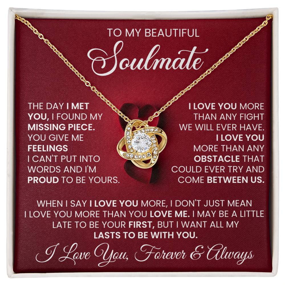 Soulmate - The Day I Met You I Found My Missing Piece - Love Knot Necklaces - The Shoppers Outlet