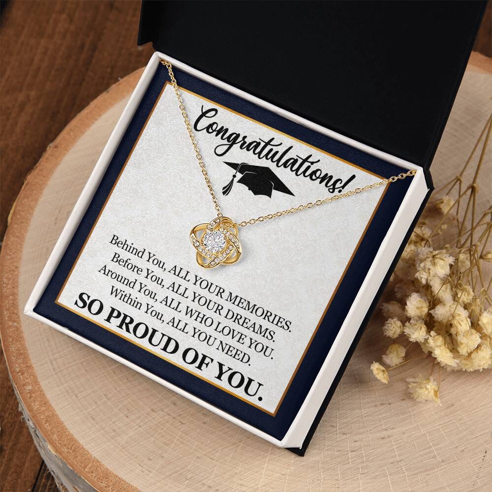 Graduation - So Proud Of You - Congratulations - Love Knot Necklaces - The Shoppers Outlet