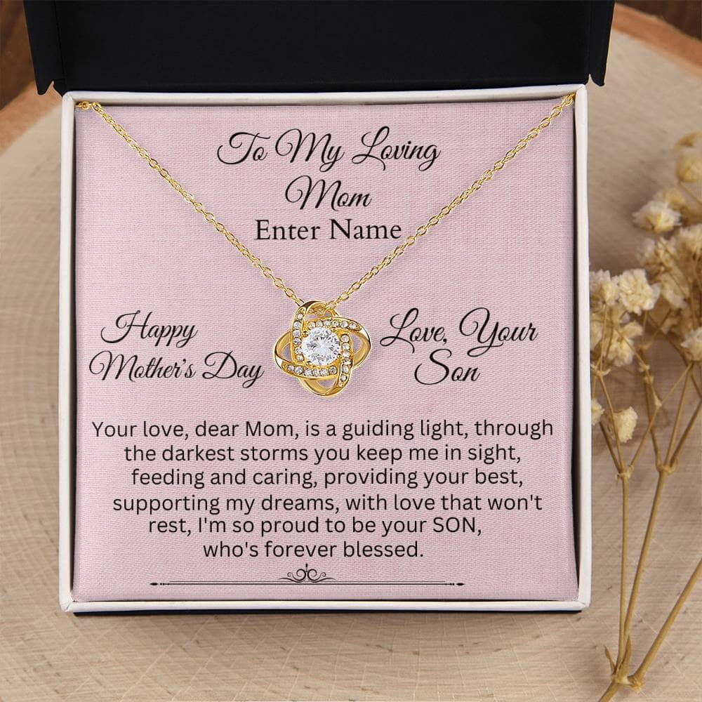 Gift For Mom - Your Love Dear Mom Is A Guiding Light - PERSONALIZED GIFT - Love Knot Necklaces - The Shoppers Outlet