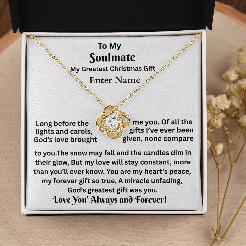 Gift For Soulmate - My Greatest Christmas Gift - Personalized Message Card - Love Knot Necklace