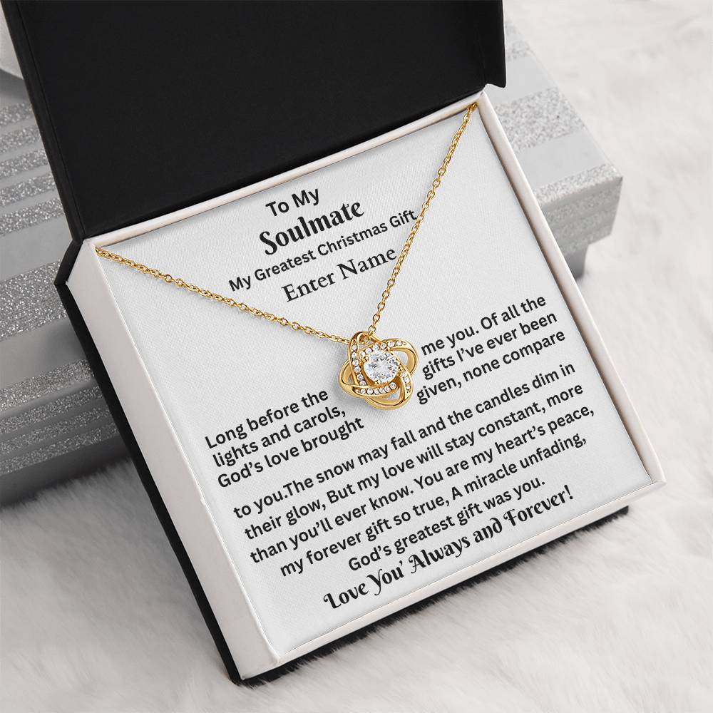 Gift For Soulmate - My Greatest Christmas Gift - Personalized Message Card - Love Knot Necklace