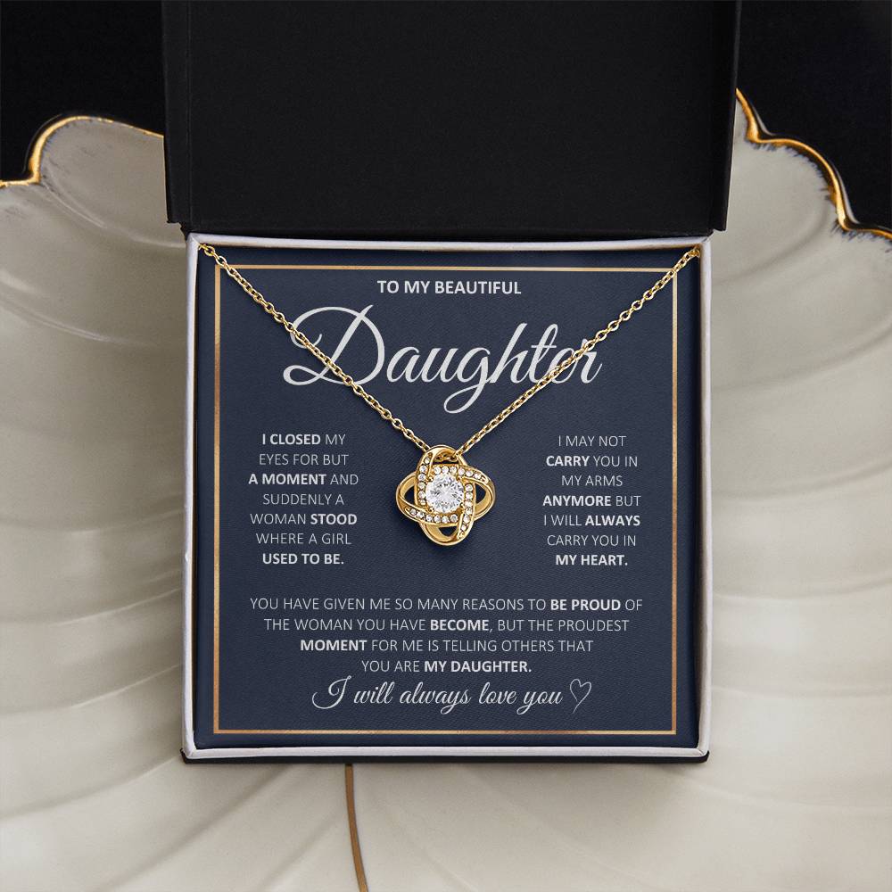 Gift For Daughter - To My Beautiful Daughter - Love Knot Necklace - The Shoppers Outlet