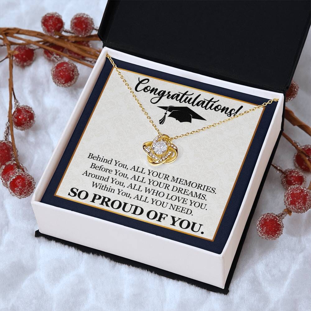 Graduation - So Proud Of You - Congratulations - Love Knot Necklaces - The Shoppers Outlet