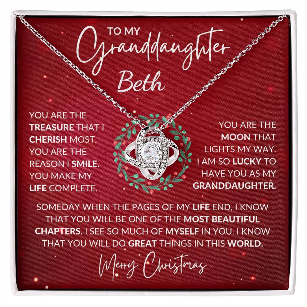 Granddaughter - You Are -  Merry Christmas - Love Knot Necklace - The Shoppers Outlet