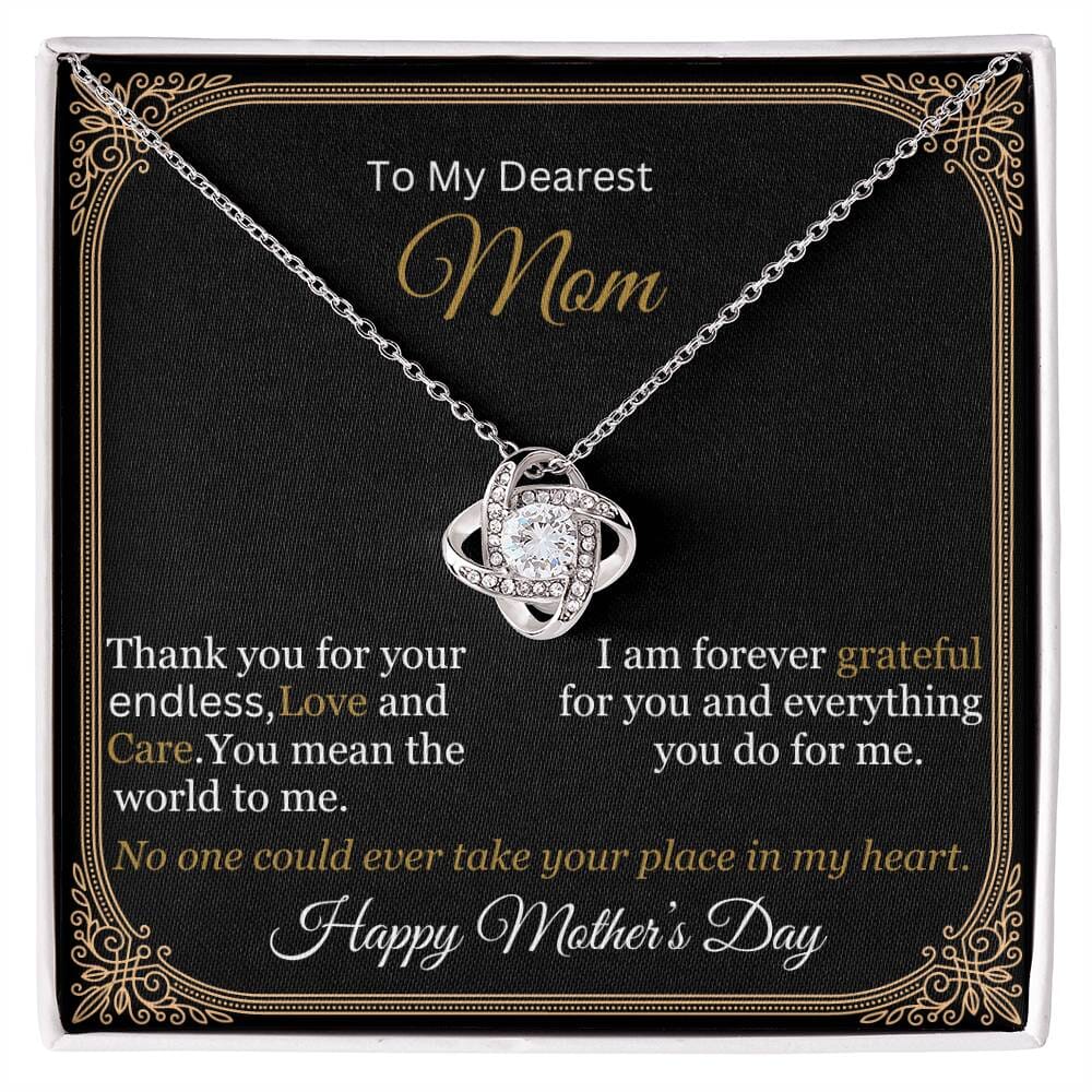 Gift For Mom - To My Dearest Mom - Thank You For Your Endless Love And Care - Love Knot Necklaces - The Shoppers Outlet