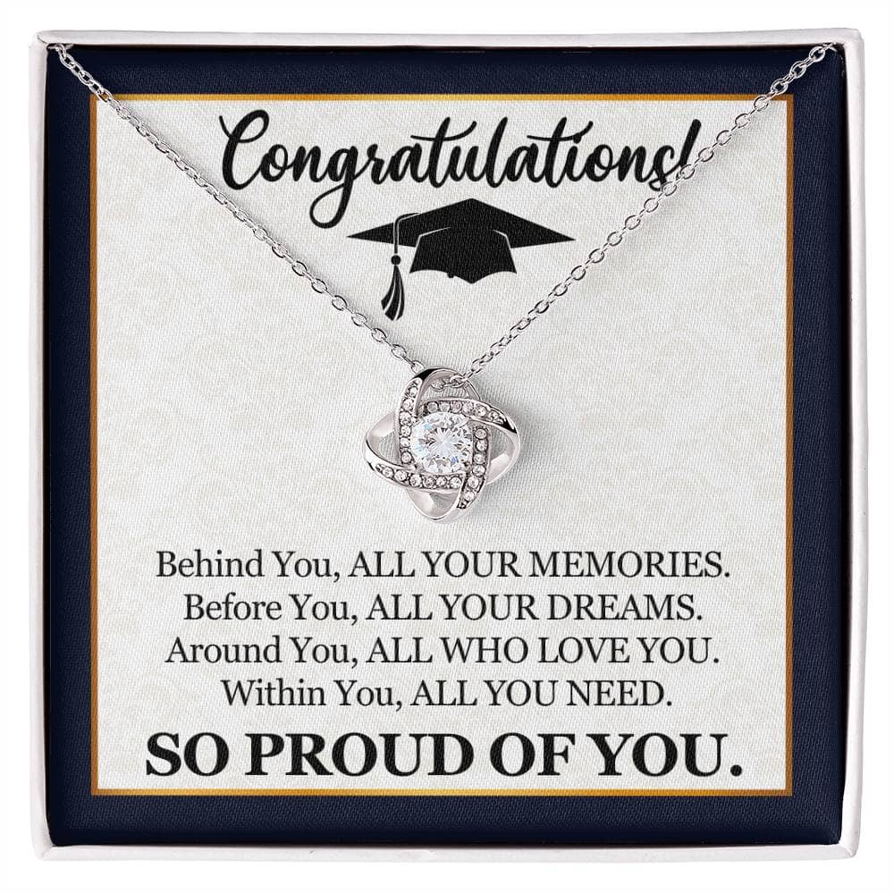 Graduation - So Proud Of You - Congratulations - Love Knot Necklaces - The Shoppers Outlet