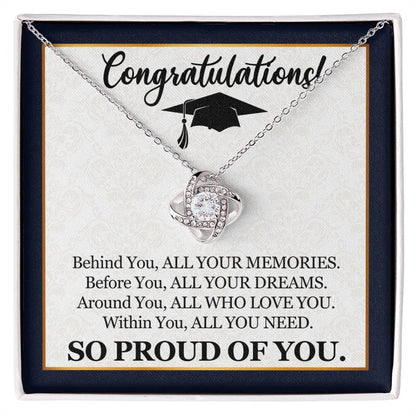 Graduation - So Proud Of You - Congratulations - Love Knot Necklaces - The Shoppers Outlet