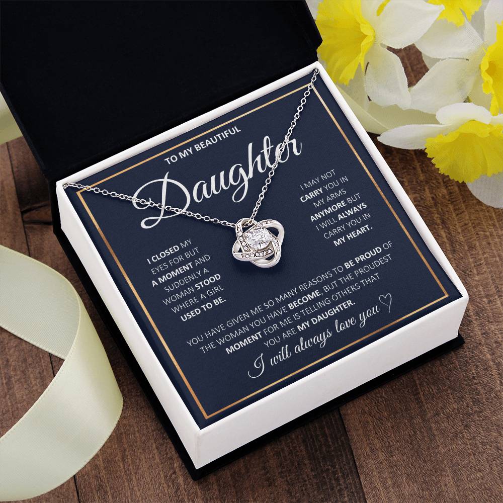 Gift For Daughter - To My Beautiful Daughter - Love Knot Necklace - The Shoppers Outlet