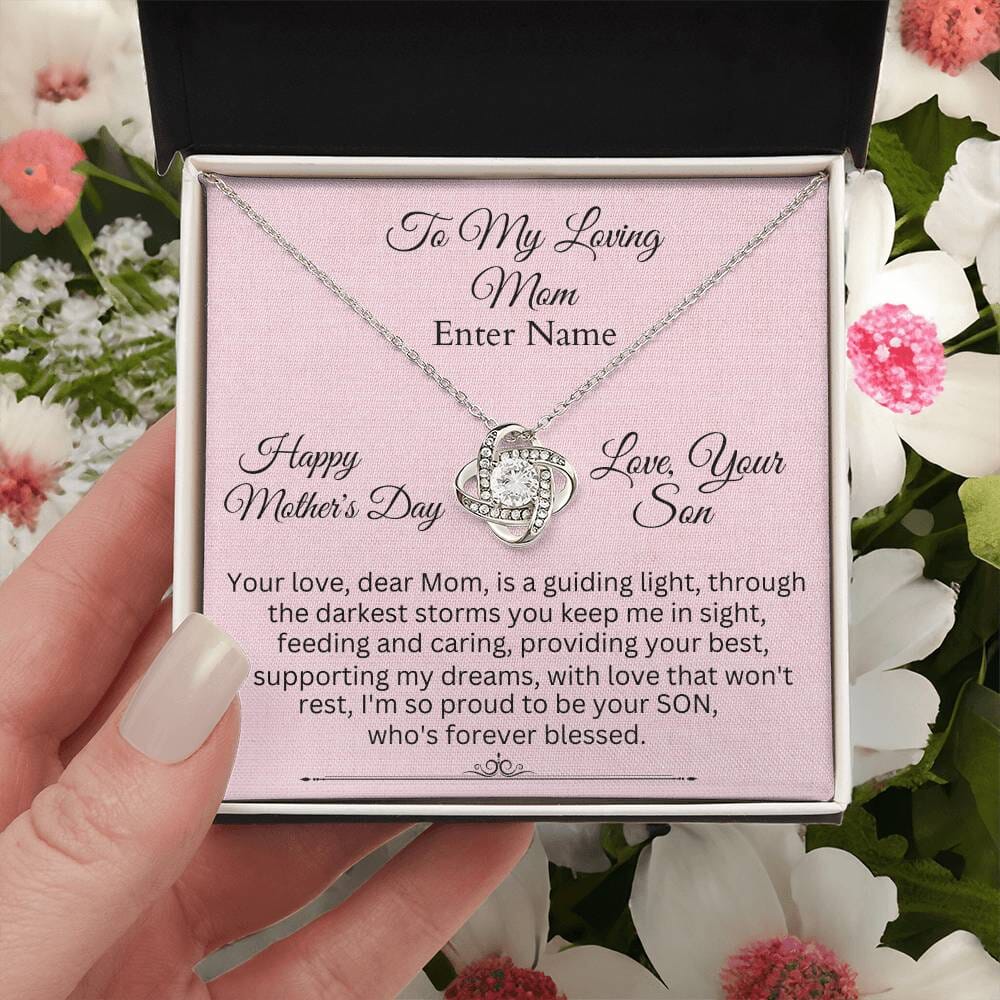 Gift For Mom - Your Love Dear Mom Is A Guiding Light - PERSONALIZED GIFT - Love Knot Necklaces - The Shoppers Outlet