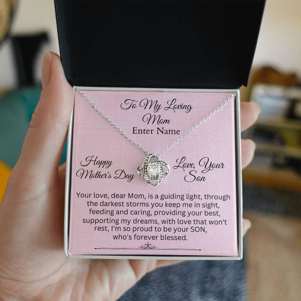 Gift For Mom - Your Love Dear Mom Is A Guiding Light - PERSONALIZED GIFT - Love Knot Necklaces - The Shoppers Outlet