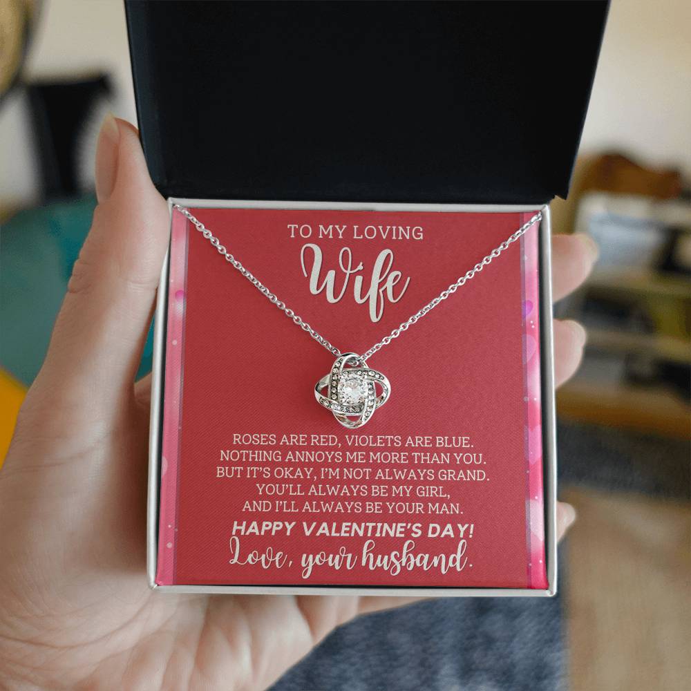 Wife - Roses Are Red Violets Are Blue - Happy Valentine's Day - Love Knot Necklaces - The Shoppers Outlet