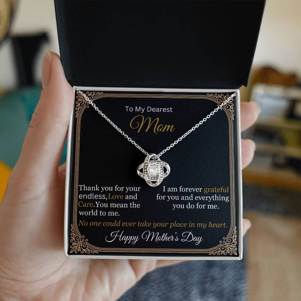 Gift For Mom - To My Dearest Mom - Thank You For Your Endless Love And Care - Love Knot Necklaces - The Shoppers Outlet