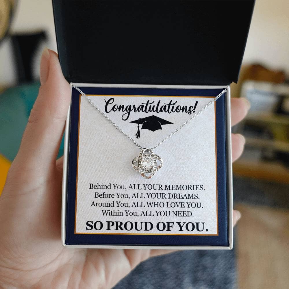 Graduation - So Proud Of You - Congratulations - Love Knot Necklaces - The Shoppers Outlet