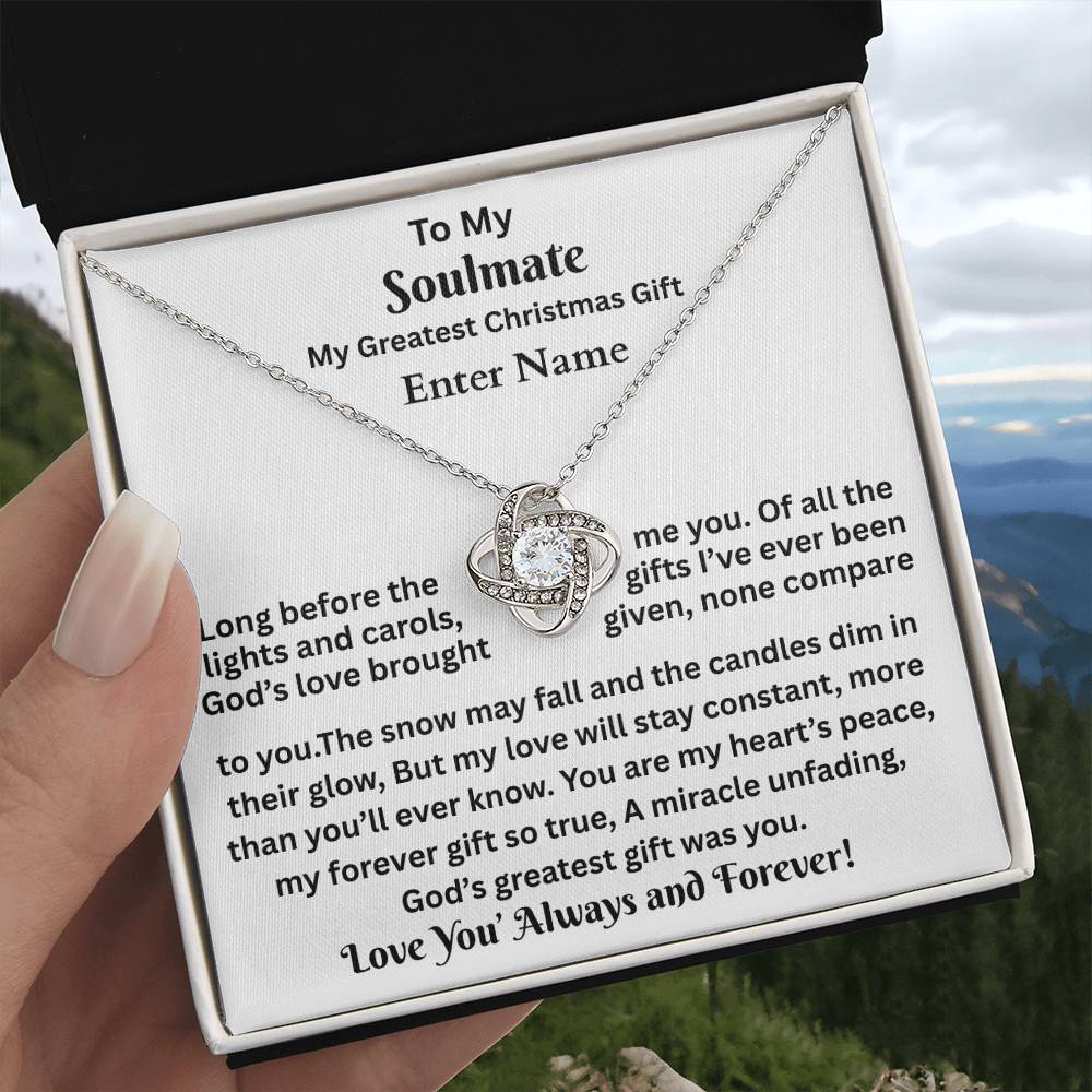 Gift For Soulmate - My Greatest Christmas Gift - Personalized Message Card - Love Knot Necklace
