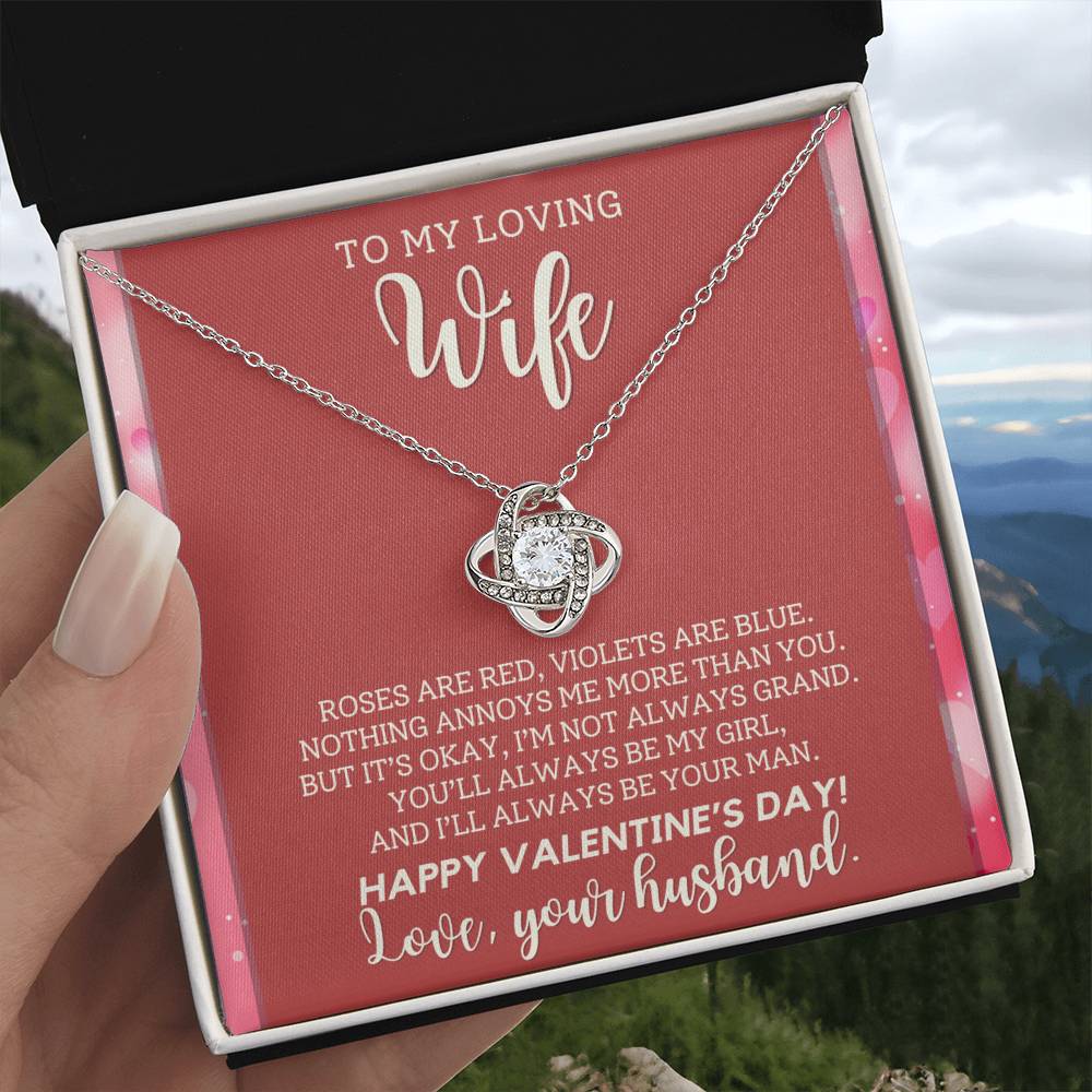 Wife - Roses Are Red Violets Are Blue - Happy Valentine's Day - Love Knot Necklaces - The Shoppers Outlet
