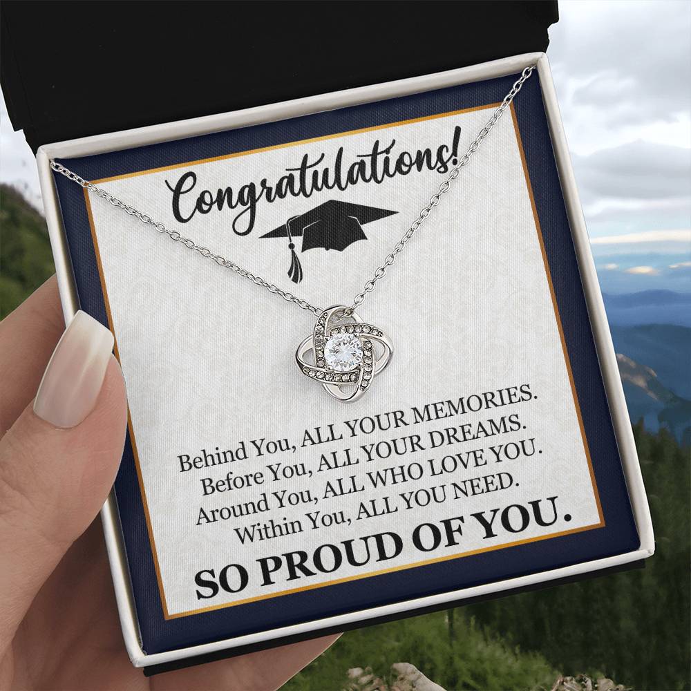 Graduation - So Proud Of You - Congratulations - Love Knot Necklaces - The Shoppers Outlet
