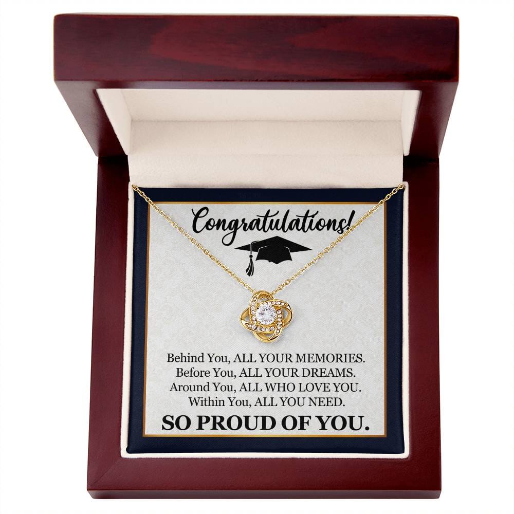 Graduation - So Proud Of You - Congratulations - Love Knot Necklaces - The Shoppers Outlet