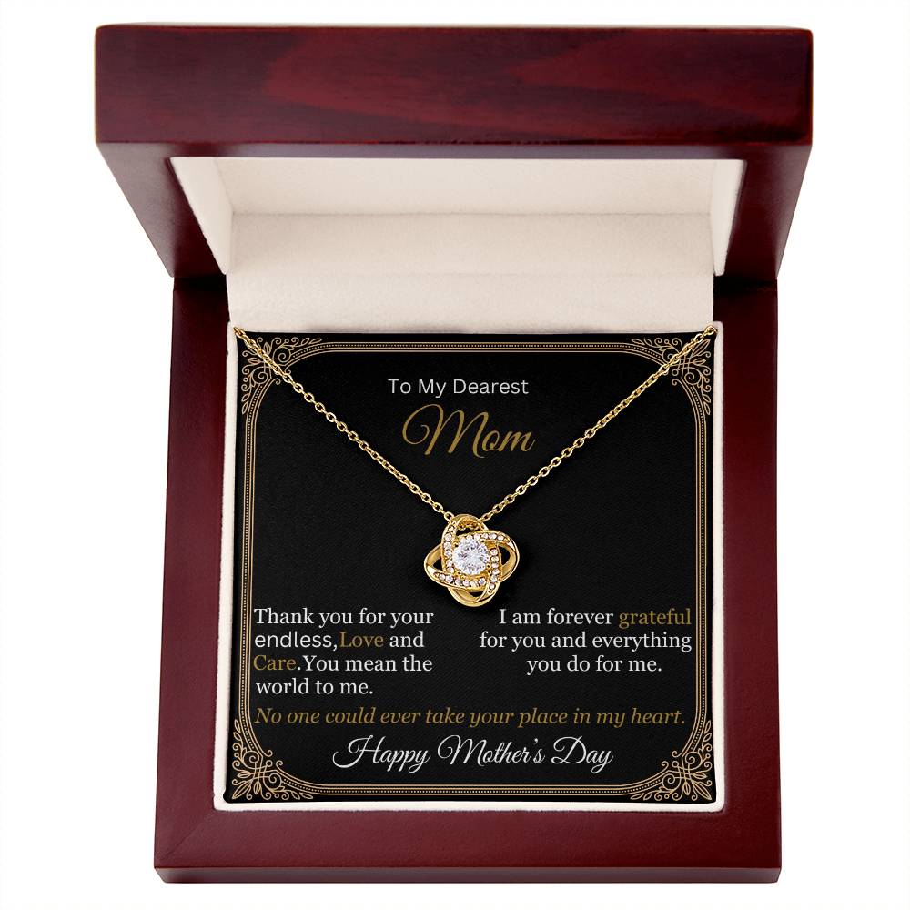 Mom - To My Dearest Mom - Thank You For Your Endless Love And Care - Love Knot Necklaces - The Shoppers Outlet