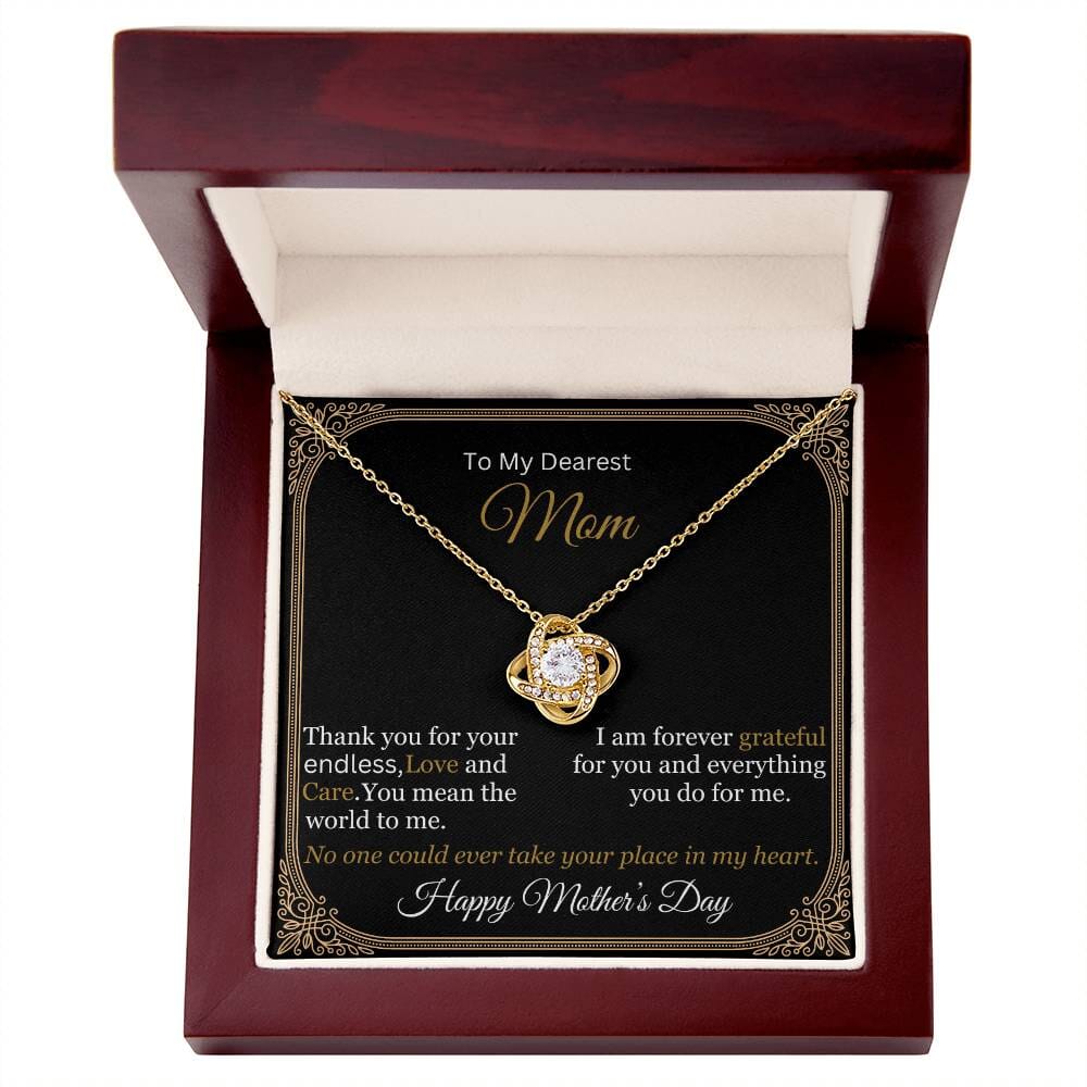 Gift For Mom - To My Dearest Mom - Thank You For Your Endless Love And Care - Love Knot Necklaces - The Shoppers Outlet