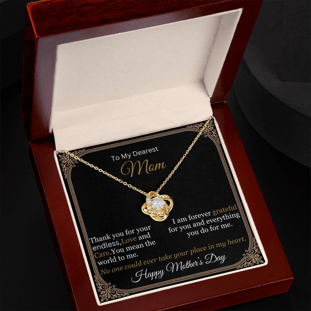 Gift For Mom - To My Dearest Mom - Thank You For Your Endless Love And Care - Love Knot Necklaces - The Shoppers Outlet